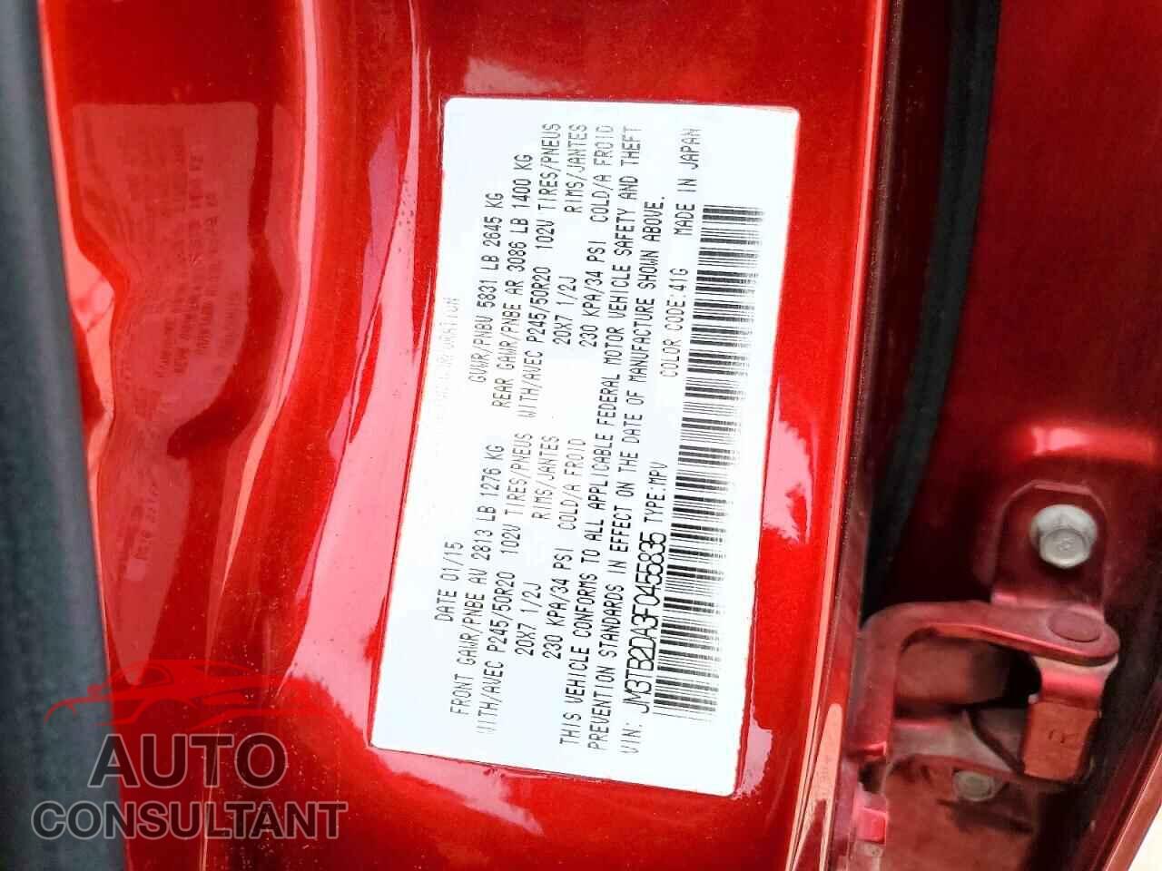 MAZDA CX-9 2015 - JM3TB2DA3F0455835