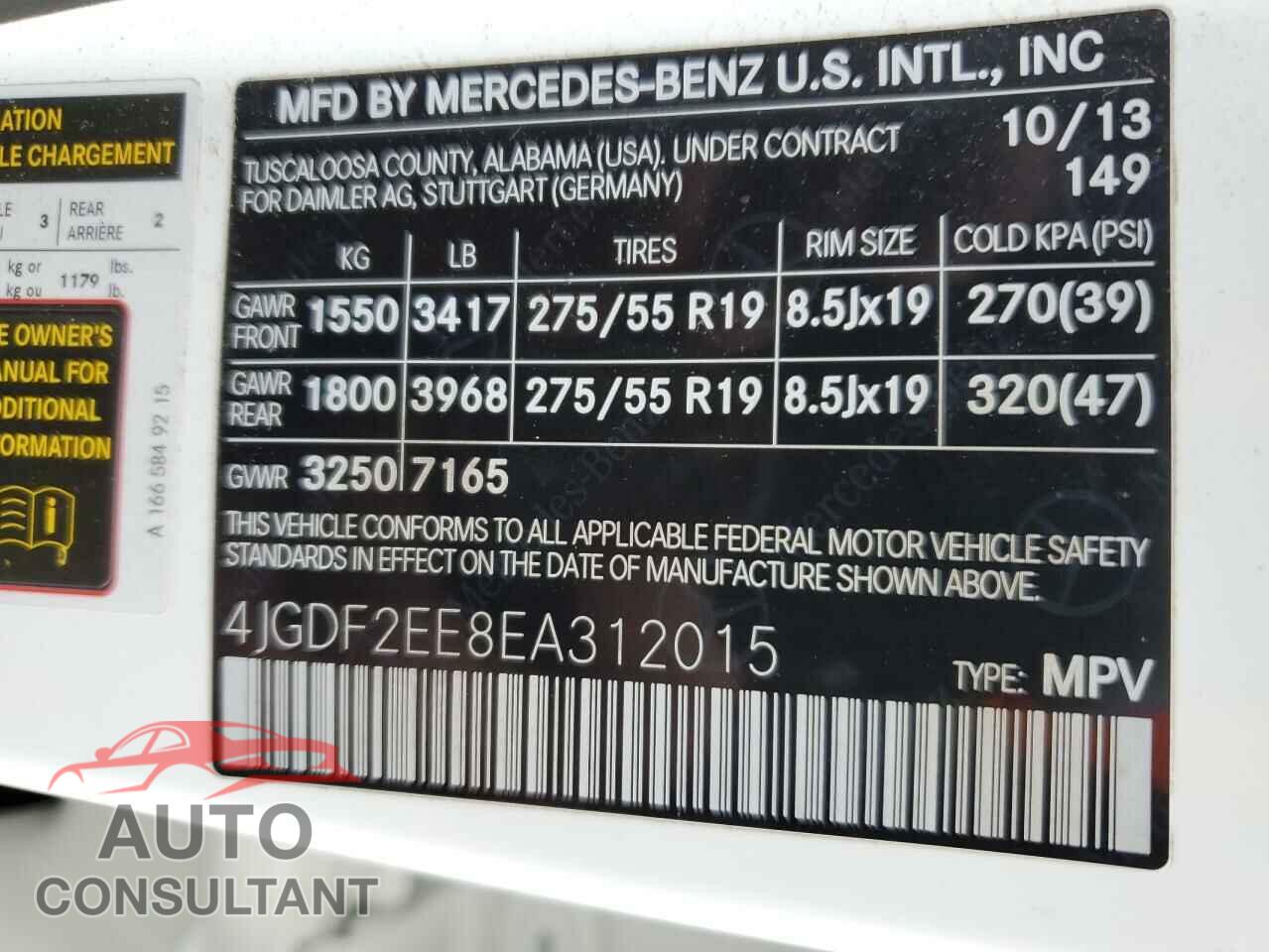 MERCEDES-BENZ GL-CLASS 2014 - 4JGDF2EE8EA312015