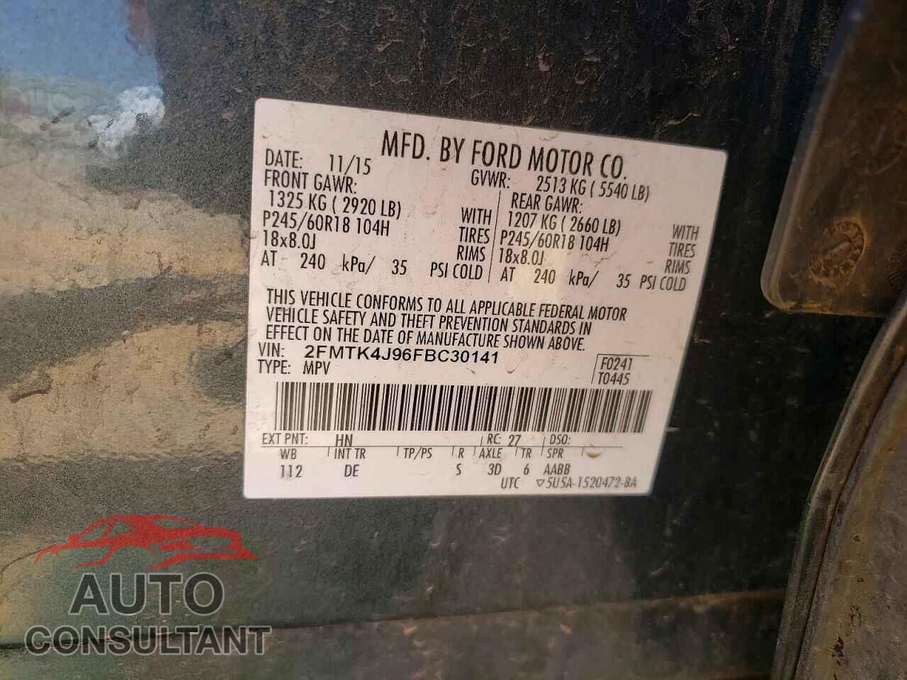 FORD EDGE 2015 - 2FMTK4J96FBC30141