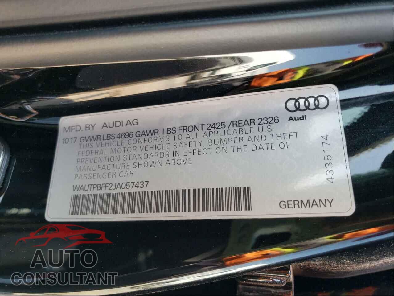 AUDI A3 2018 - WAUTPBFF2JA057437