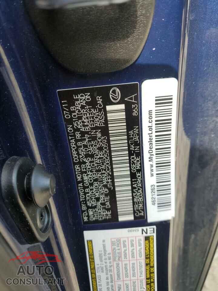 LEXUS IS 2011 - JTHFF2C20B2520593