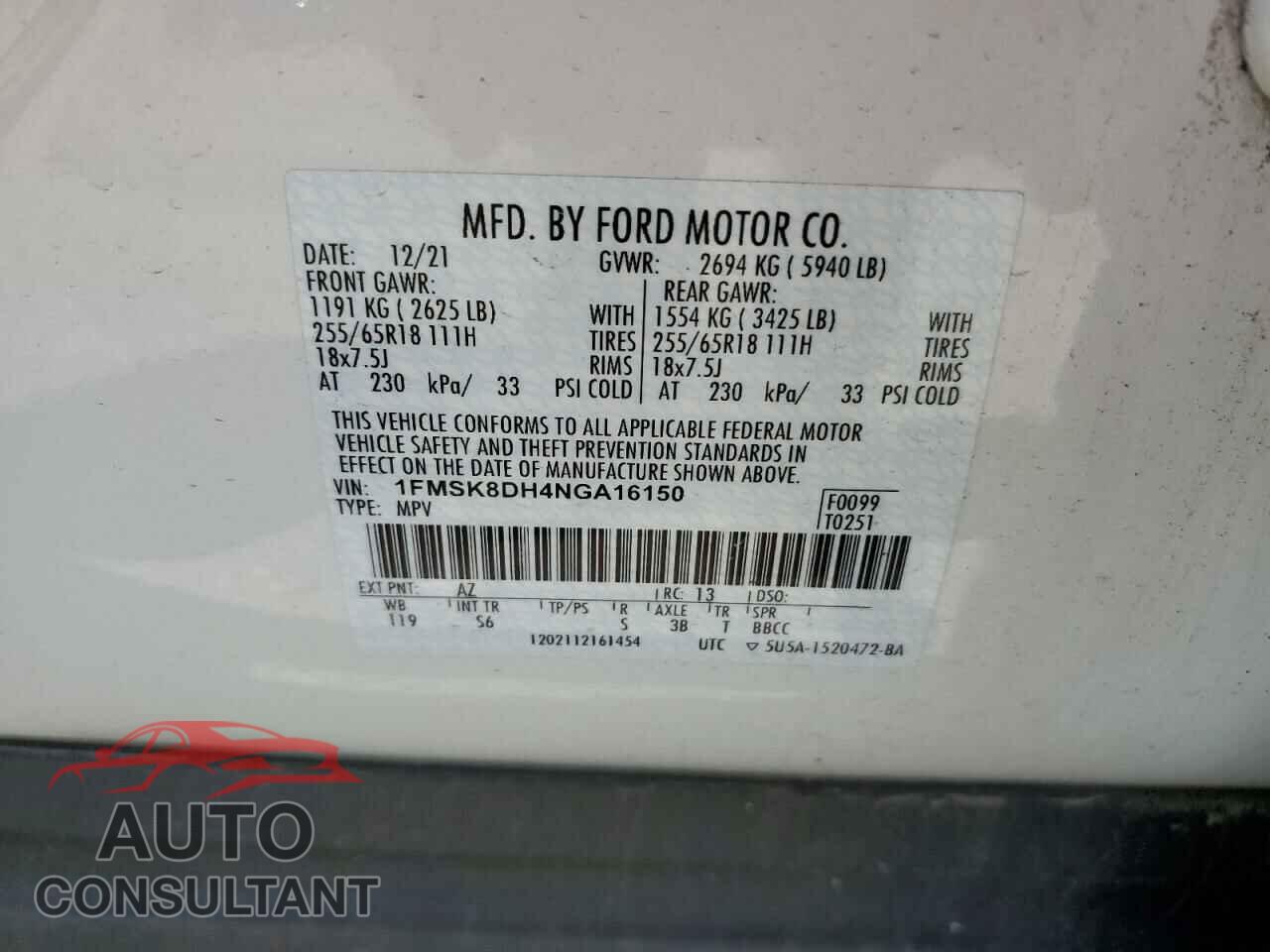 FORD EXPLORER 2022 - 1FMSK8DH4NGA16150