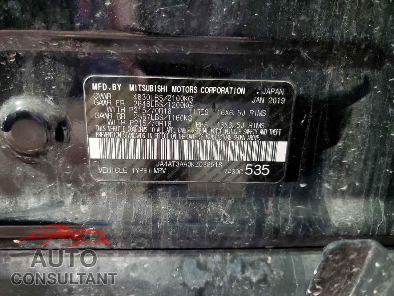 MITSUBISHI ECLIPSE 2019 - JA4AT3AA0KZ038518