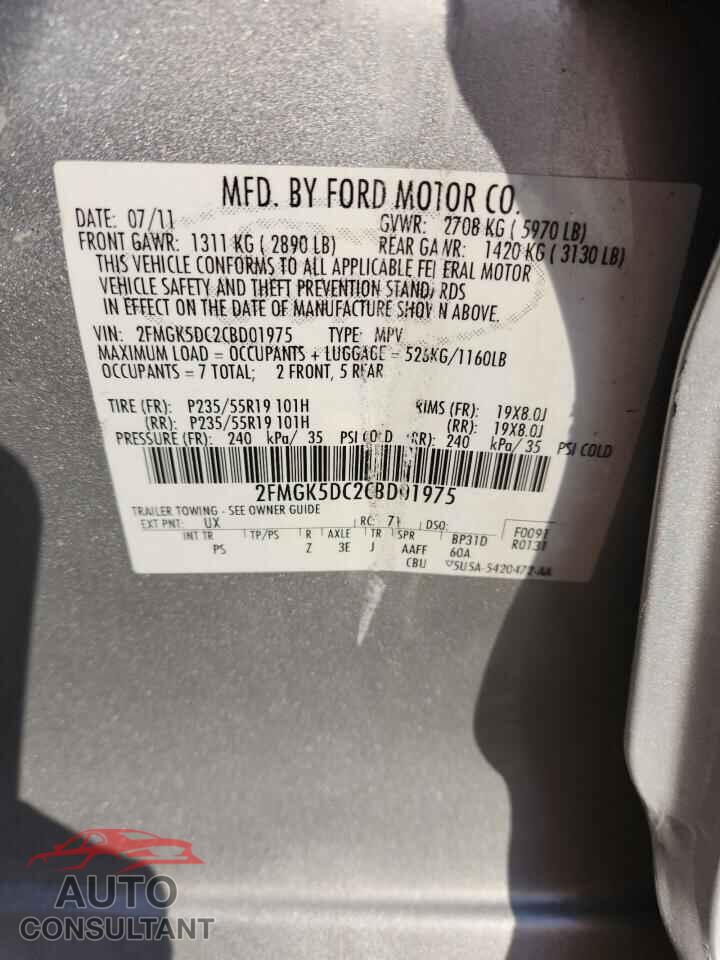 FORD FLEX 2012 - 2FMGK5DC2CBD01975