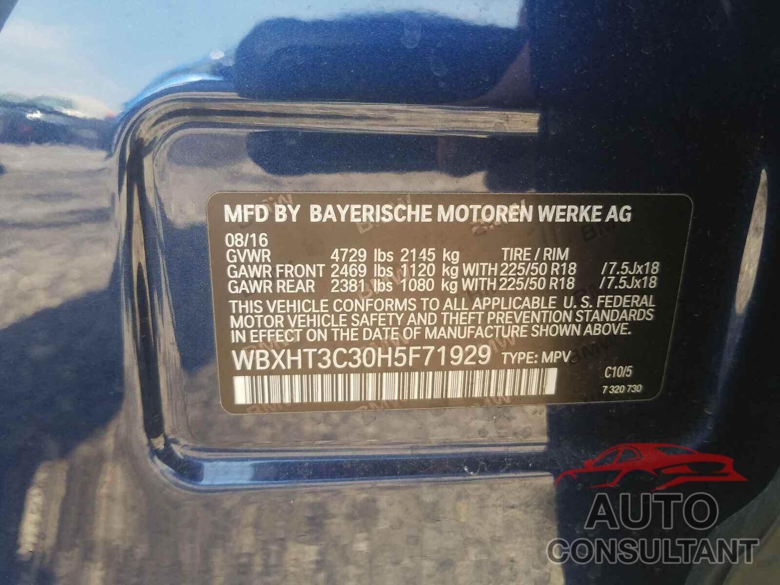 BMW X1 2017 - WBXHT3C30H5F71929