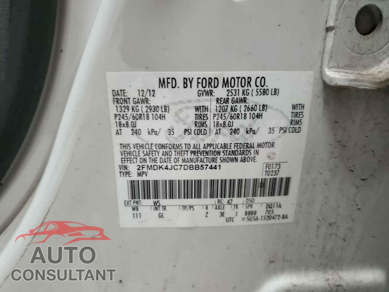 FORD EDGE 2013 - 2FMDK4JC7DBB57441