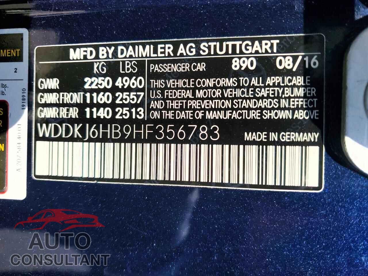 MERCEDES-BENZ E-CLASS 2017 - WDDKJ6HB9HF356783