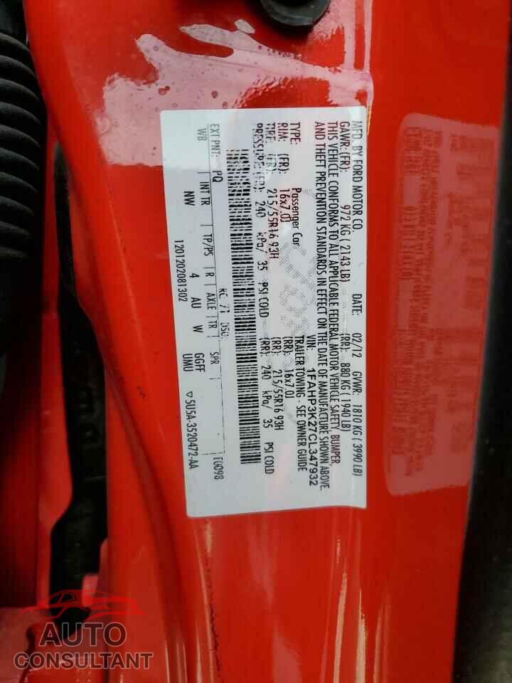 FORD FOCUS 2012 - 1FAHP3K27CL347932