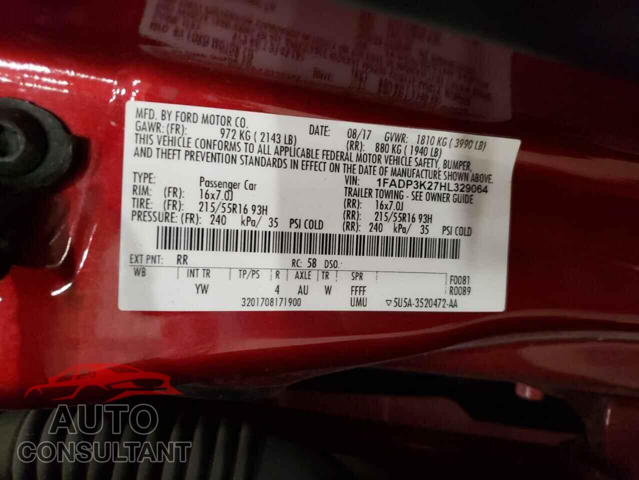 FORD FOCUS 2017 - 1FADP3K27HL329064