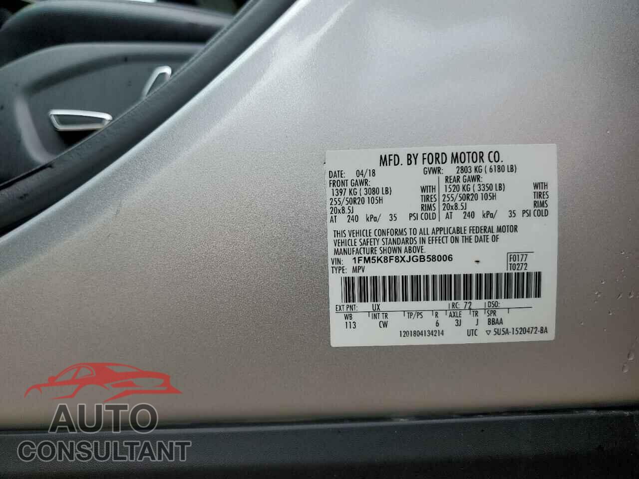 FORD EXPLORER 2018 - 1FM5K8F8XJGB58006
