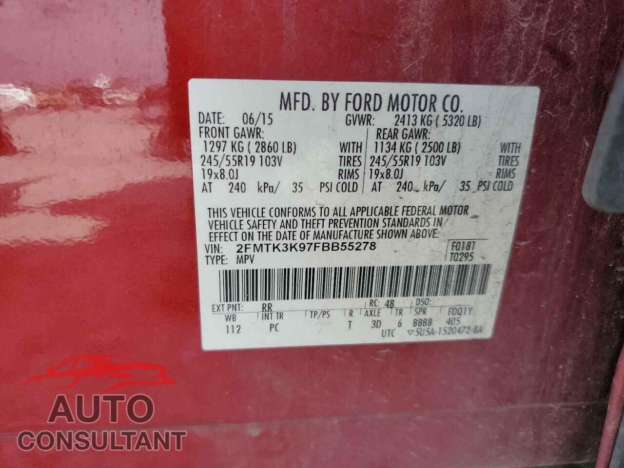 FORD EDGE 2015 - 2FMTK3K97FBB55278