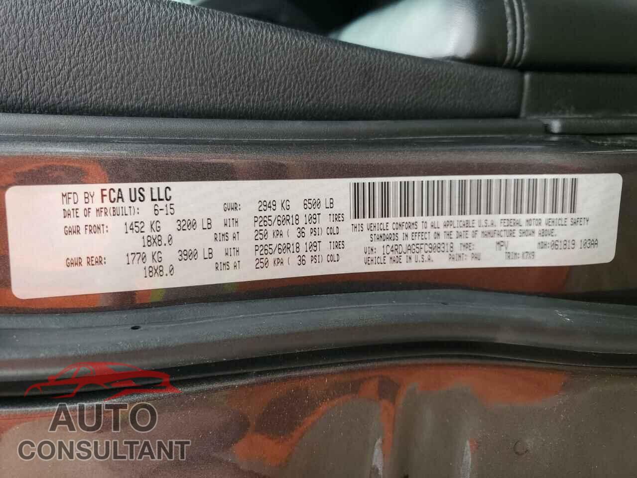DODGE DURANGO 2015 - 1C4RDJAG5FC908318