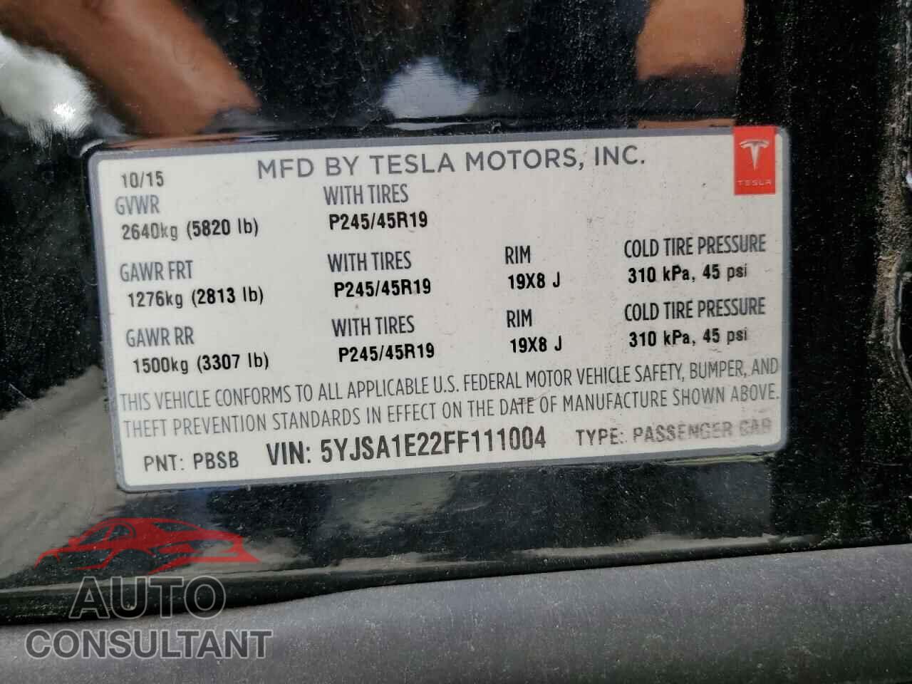 TESLA MODEL S 2015 - 5YJSA1E22FF111004