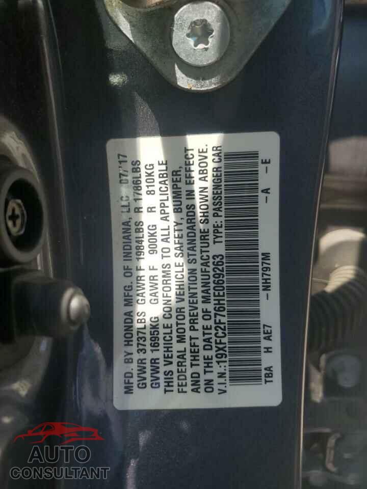 HONDA CIVIC 2017 - 19XFC2F76HE069263