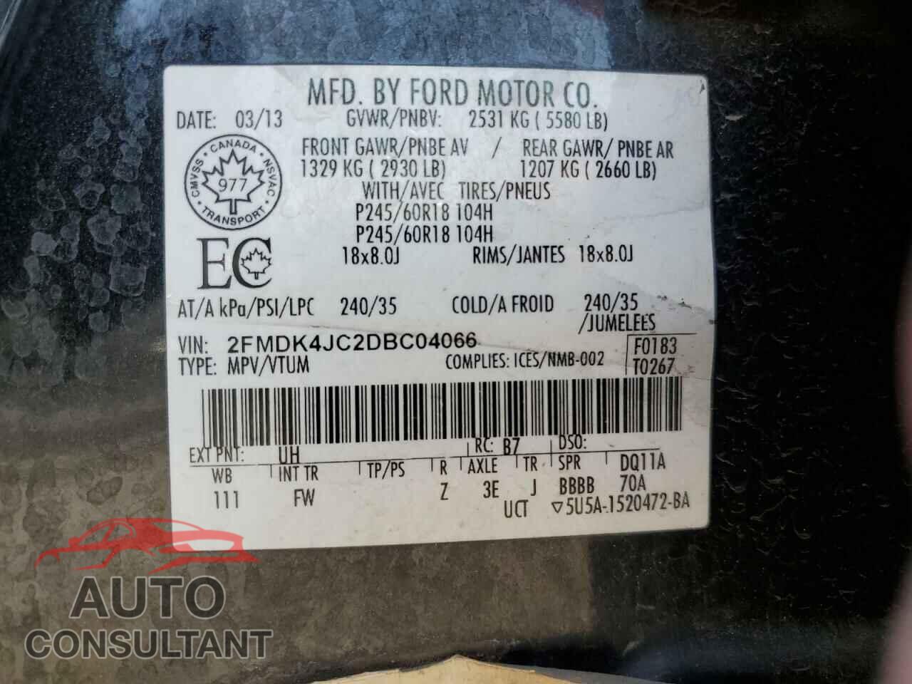FORD EDGE 2013 - 2FMDK4JC2DBC04066