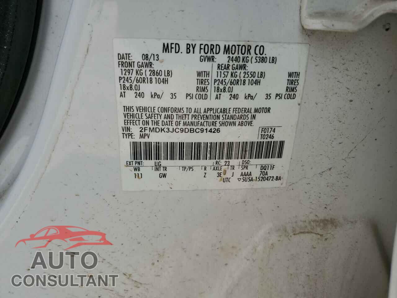 FORD EDGE 2013 - 2FMDK3JC9DBC91426