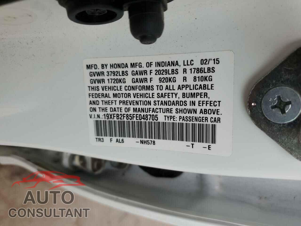HONDA CIVIC 2015 - 19XFB2F85FE048705