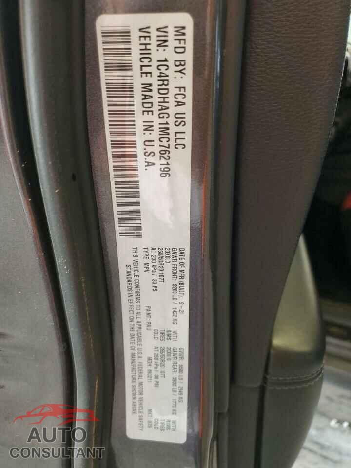 DODGE DURANGO 2021 - 1C4RDHAG1MC762196