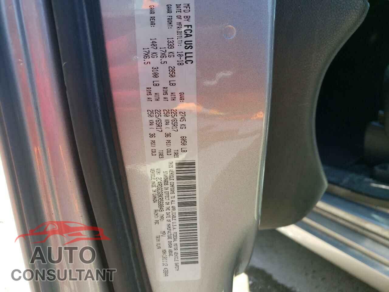 DODGE CARAVAN 2019 - 2C4RDGCG9KR568849