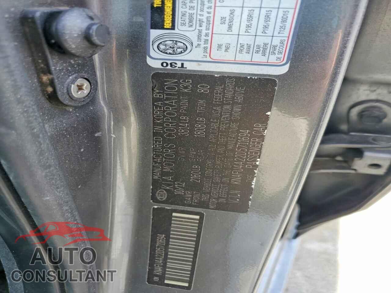 KIA FORTE 2013 - KNAFU4A22D5711694