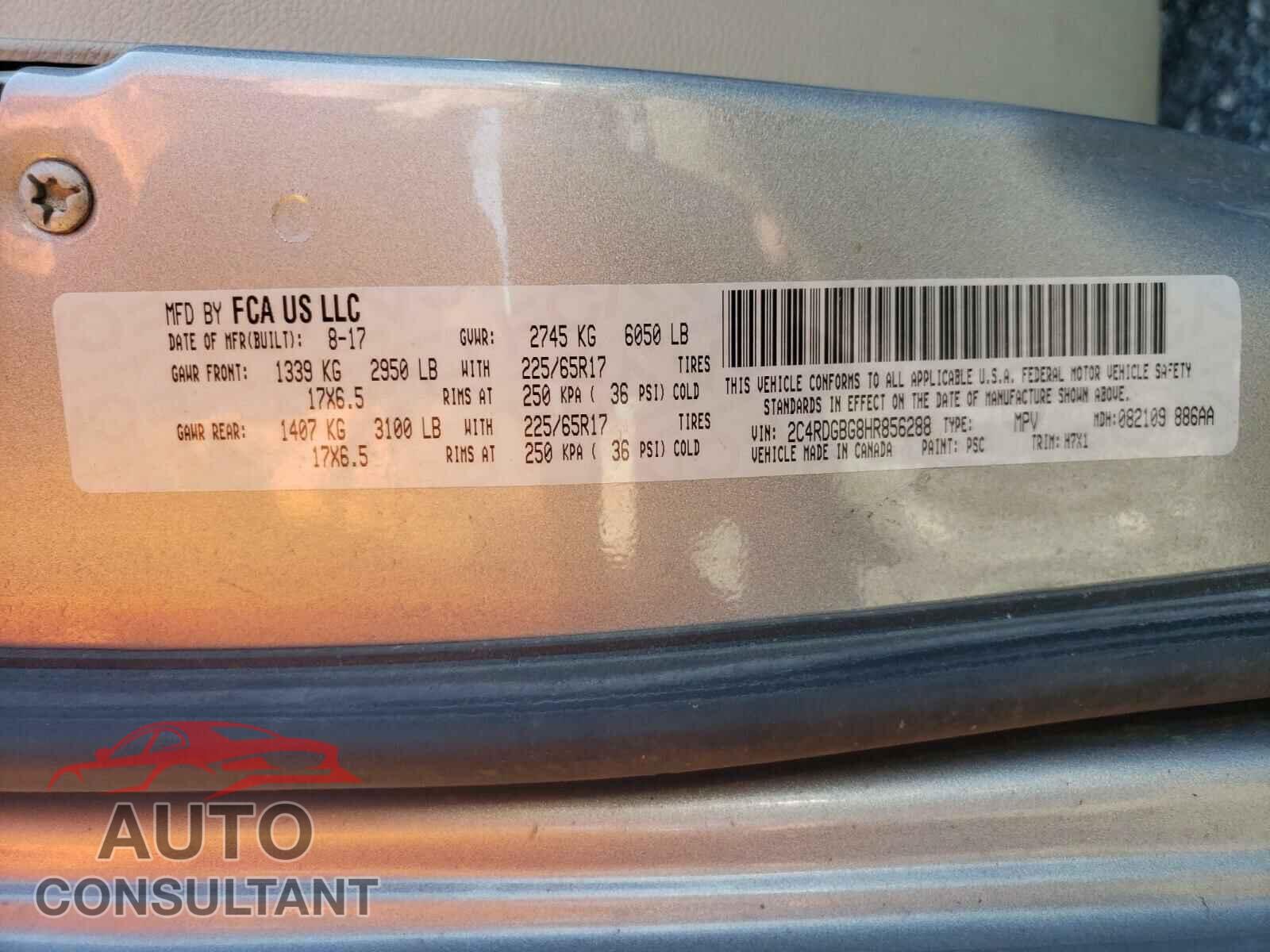 DODGE GRAND CARA 2017 - 2C4RDGBG8HR856288