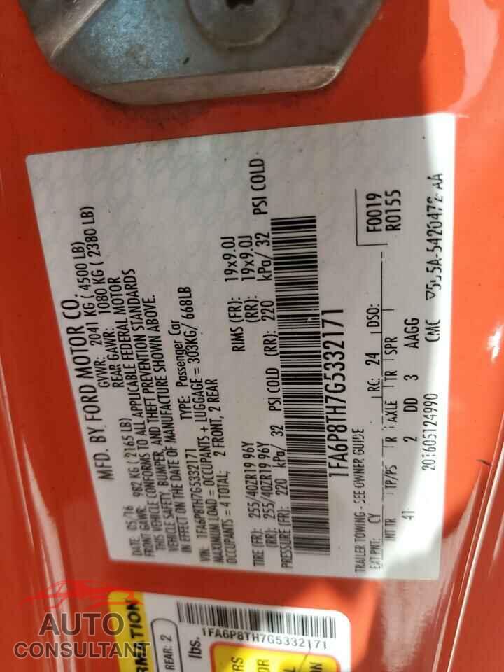 FORD MUSTANG 2016 - 1FA6P8TH7G5332171