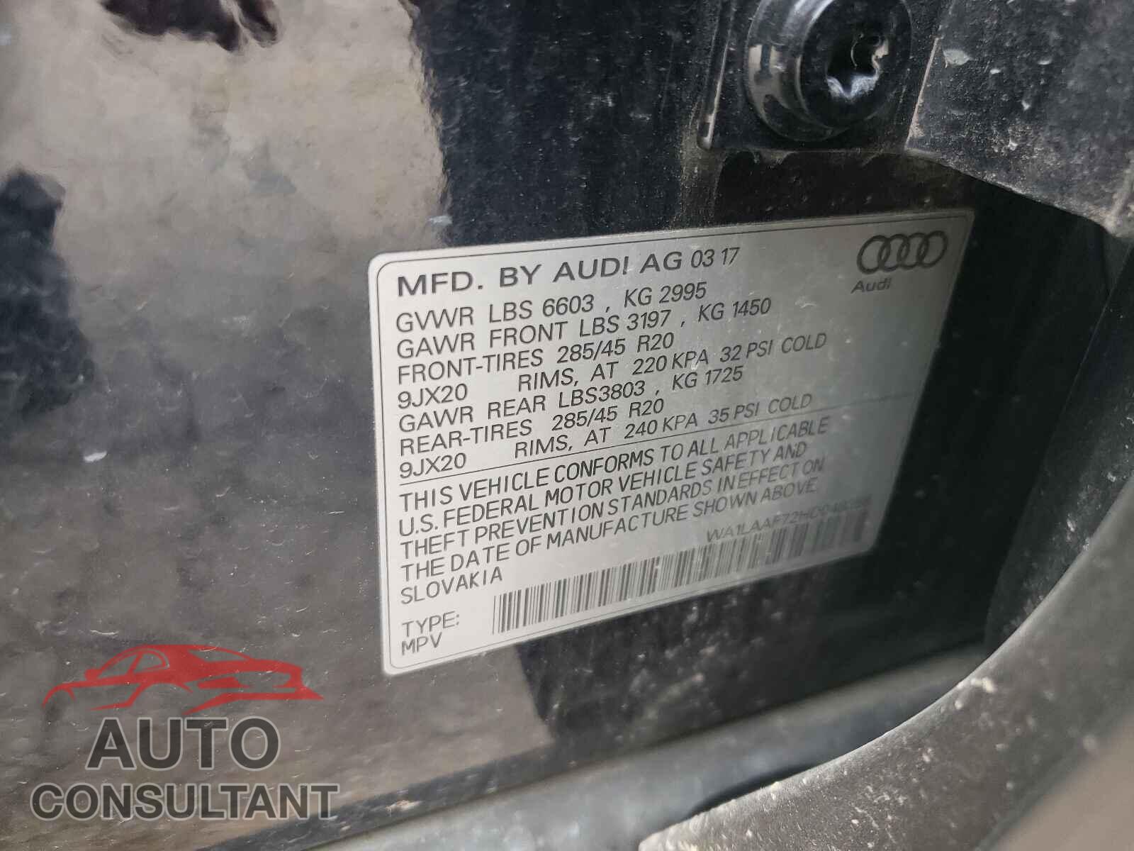 AUDI Q7 2017 - WA1LAAF72HD048358
