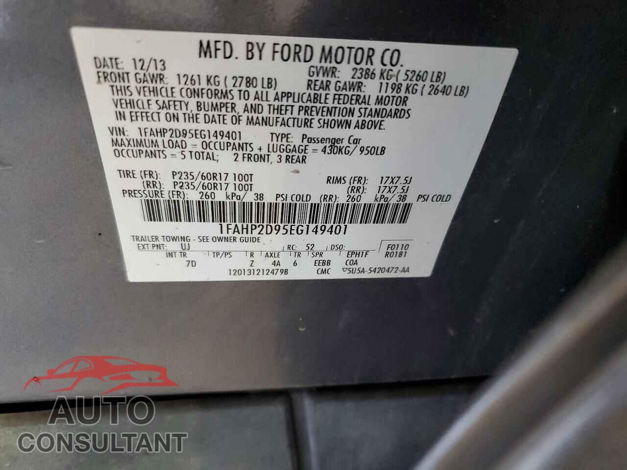 FORD TAURUS 2014 - 1FAHP2D95EG149401