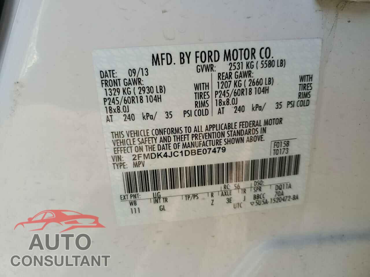 FORD EDGE 2013 - 2FMDK4JC1DBE07479