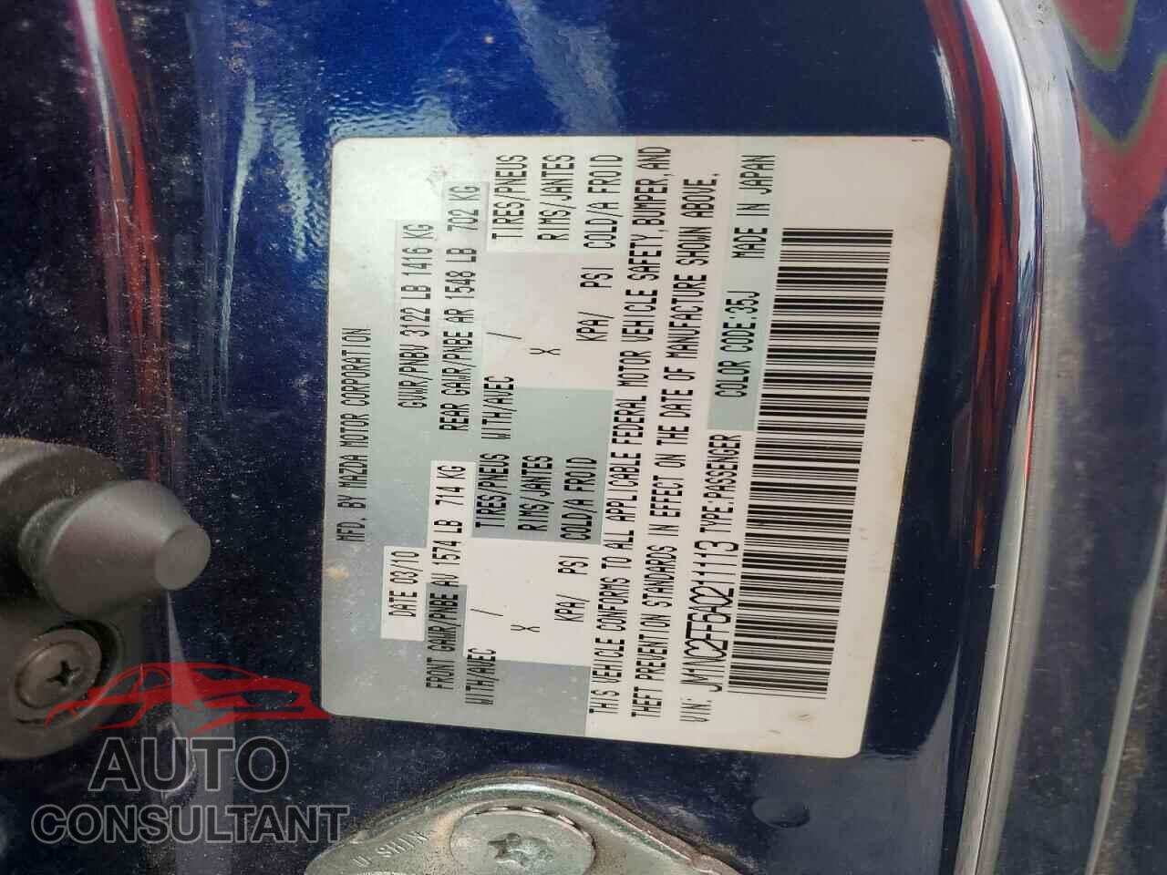 MAZDA MX5 2010 - JM1NC2FF6A0211113
