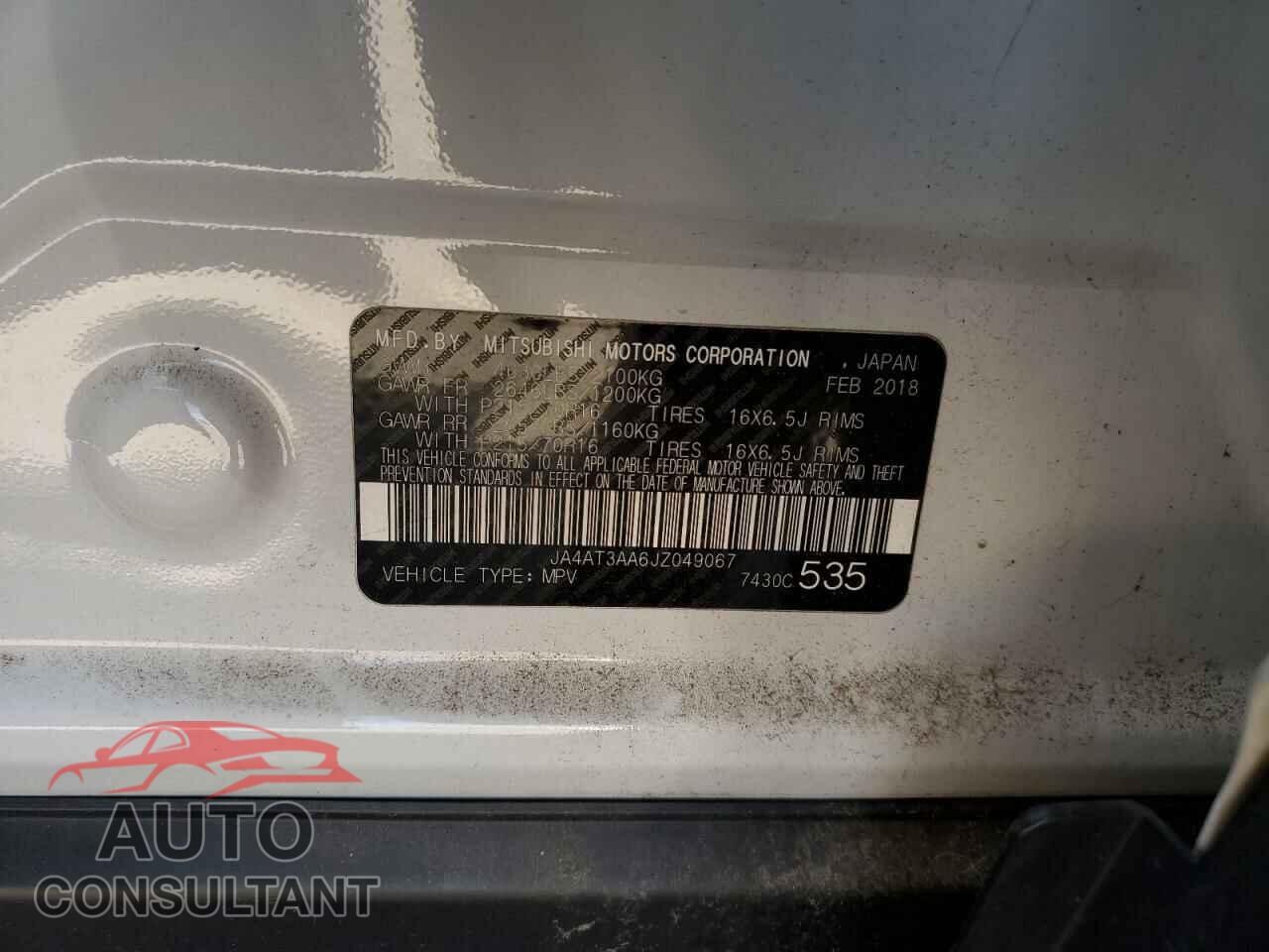 MITSUBISHI ECLIPSE 2018 - JA4AT3AA6JZ049067