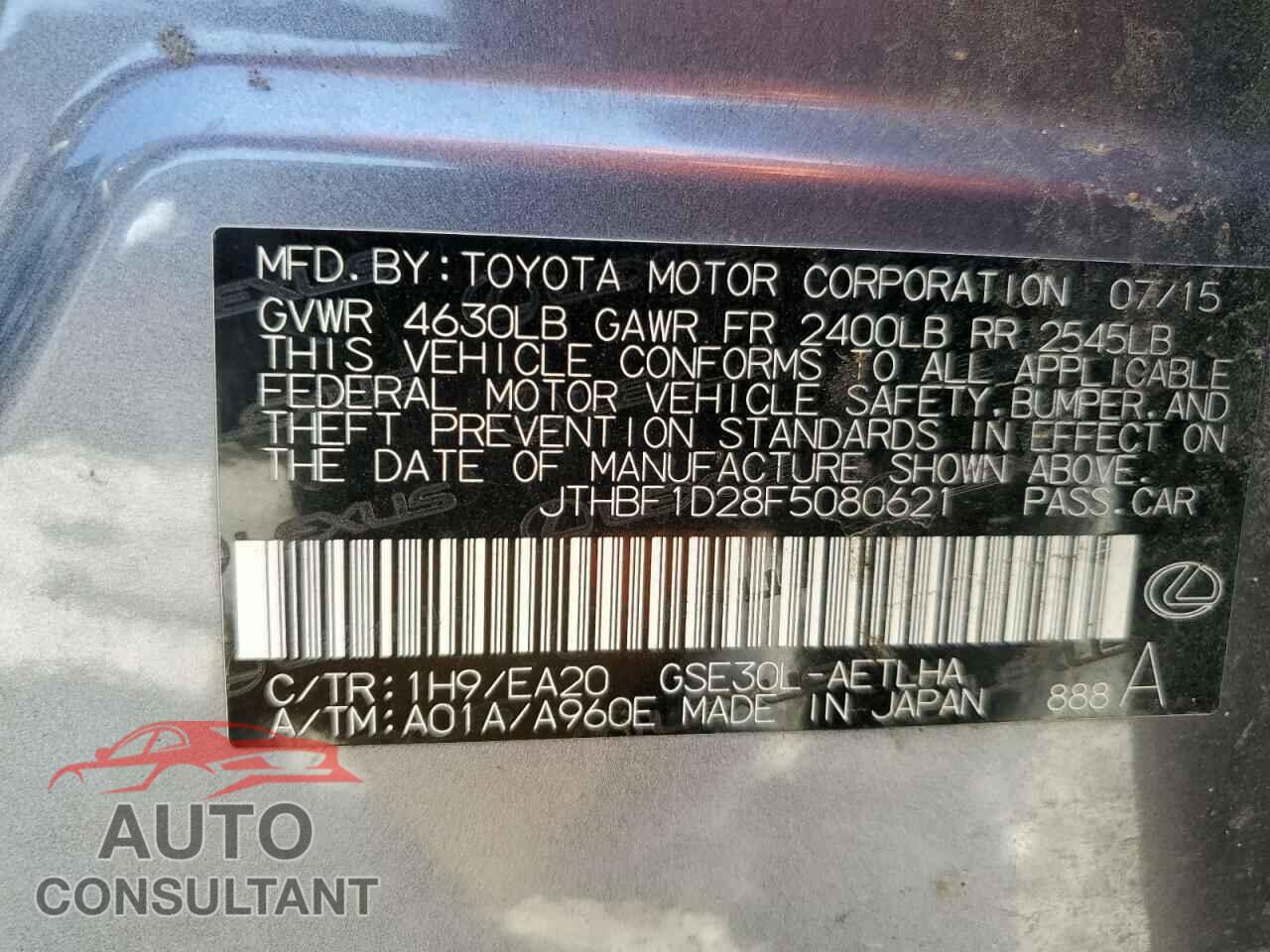 LEXUS IS 2015 - JTHBF1D28F5080621
