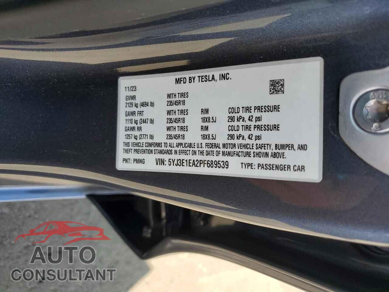 TESLA MODEL 3 2023 - 5YJ3E1EA2PF689539