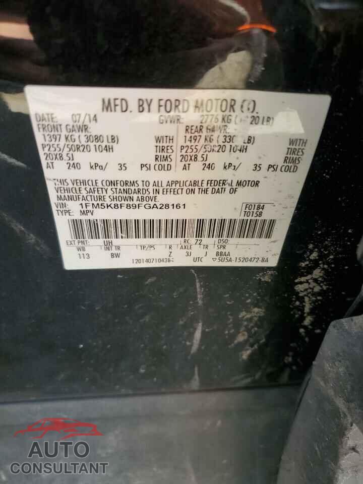 FORD EXPLORER 2015 - 1FM5K8F89FGA28161