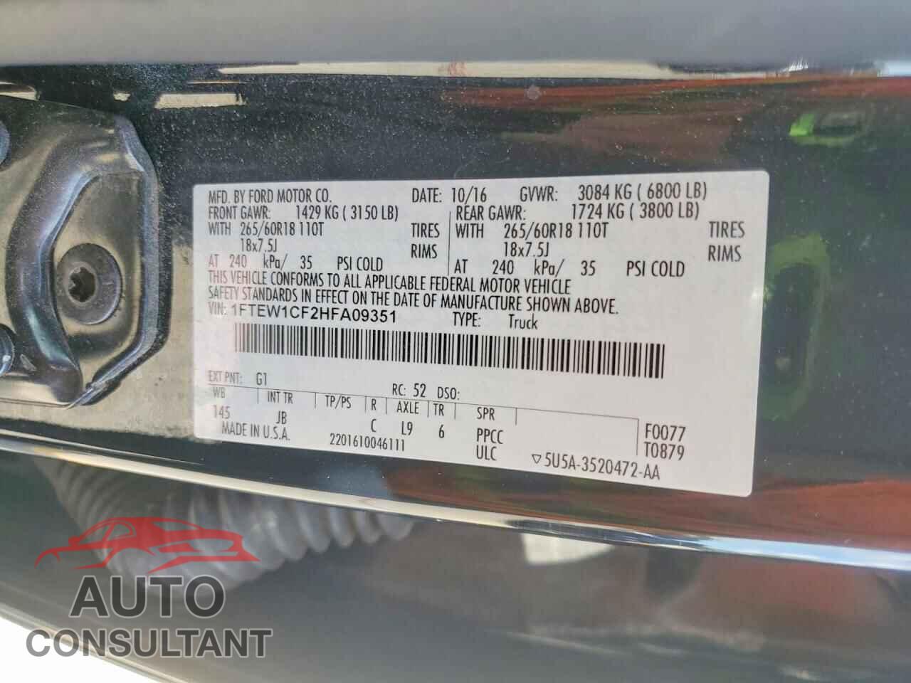 FORD F150 2017 - 1FTEW1CF2HFA09351