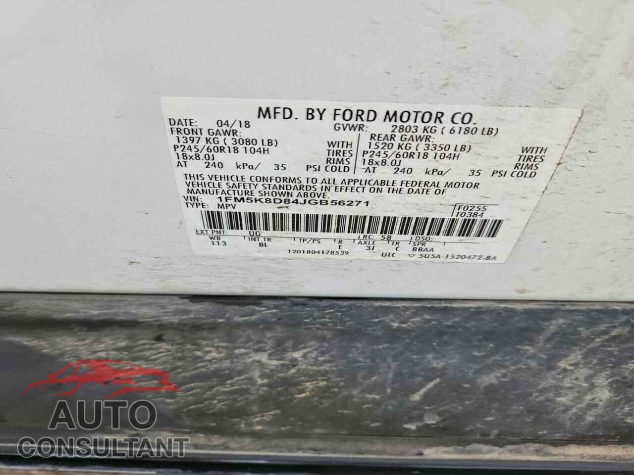 FORD EXPLORER 2018 - 1FM5K8D84JGB56271