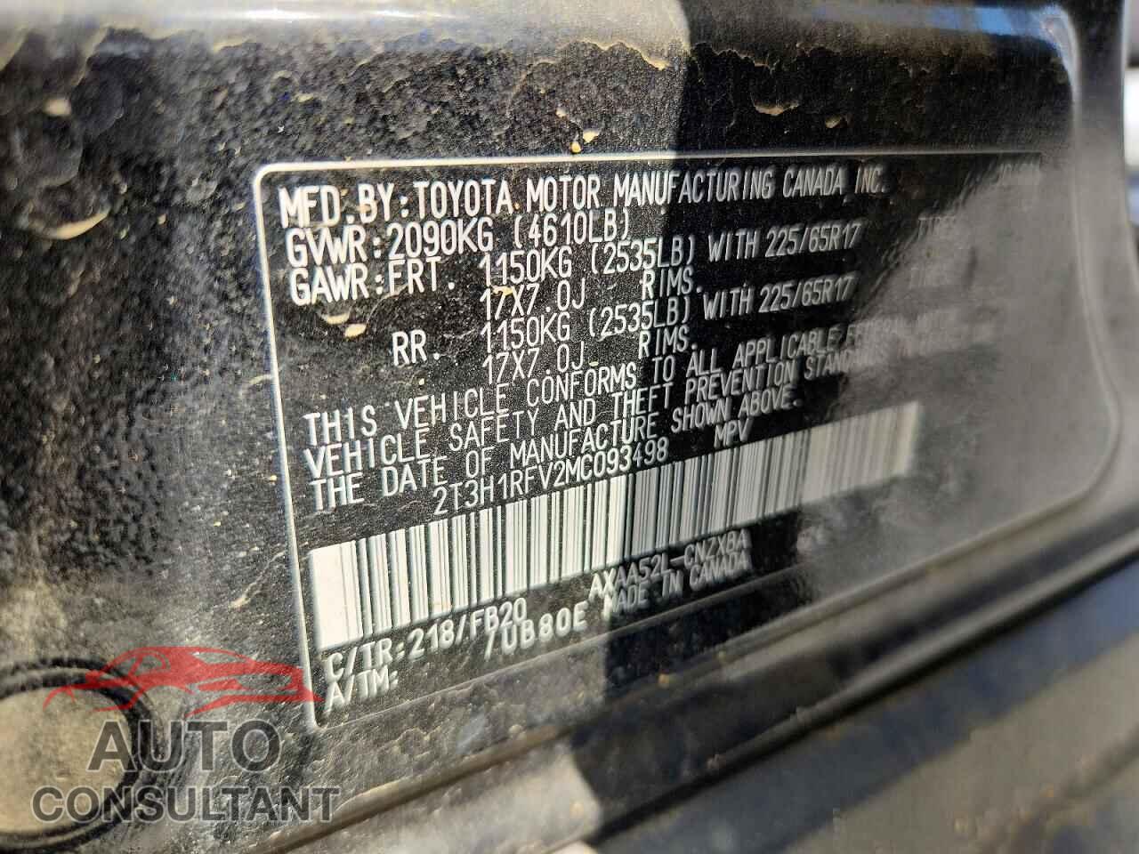 TOYOTA RAV4 2021 - 2T3H1RFV2MC093498