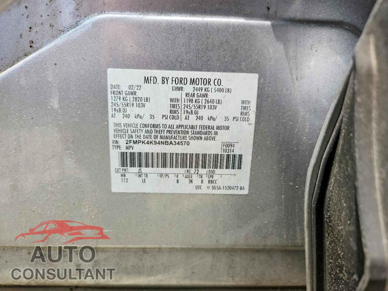 FORD EDGE 2022 - 2FMPK4K94NBA34570