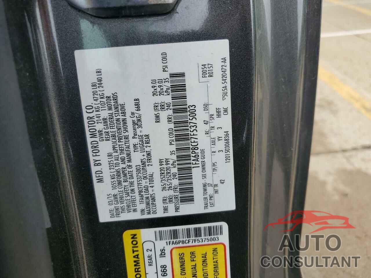 FORD MUSTANG 2015 - 1FA6P8CF7F5375003