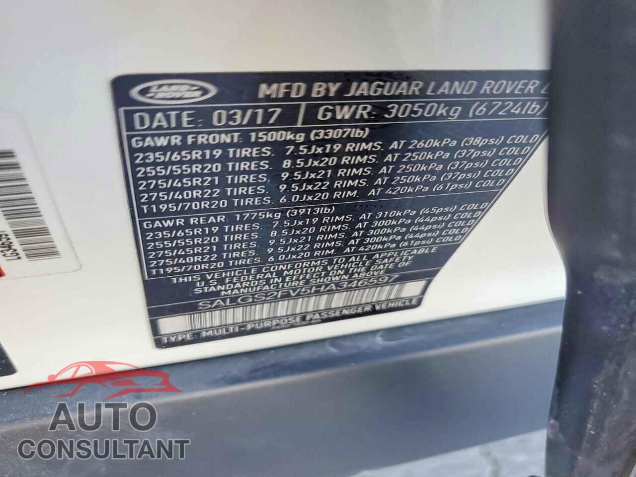 LAND ROVER RANGEROVER 2017 - SALGS2FV5HA346597
