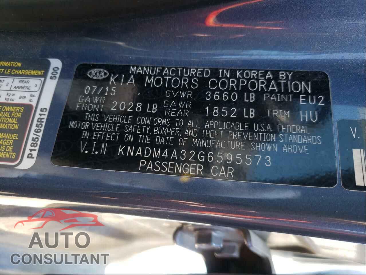 KIA RIO 2016 - KNADM4A32G6595573