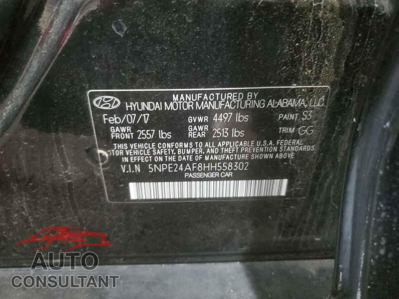 HYUNDAI SONATA 2017 - 5NPE24AF8HH558302