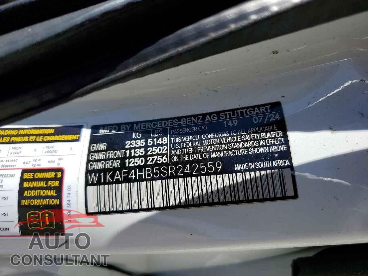 MERCEDES-BENZ C-CLASS 2025 - W1KAF4HB5SR242559
