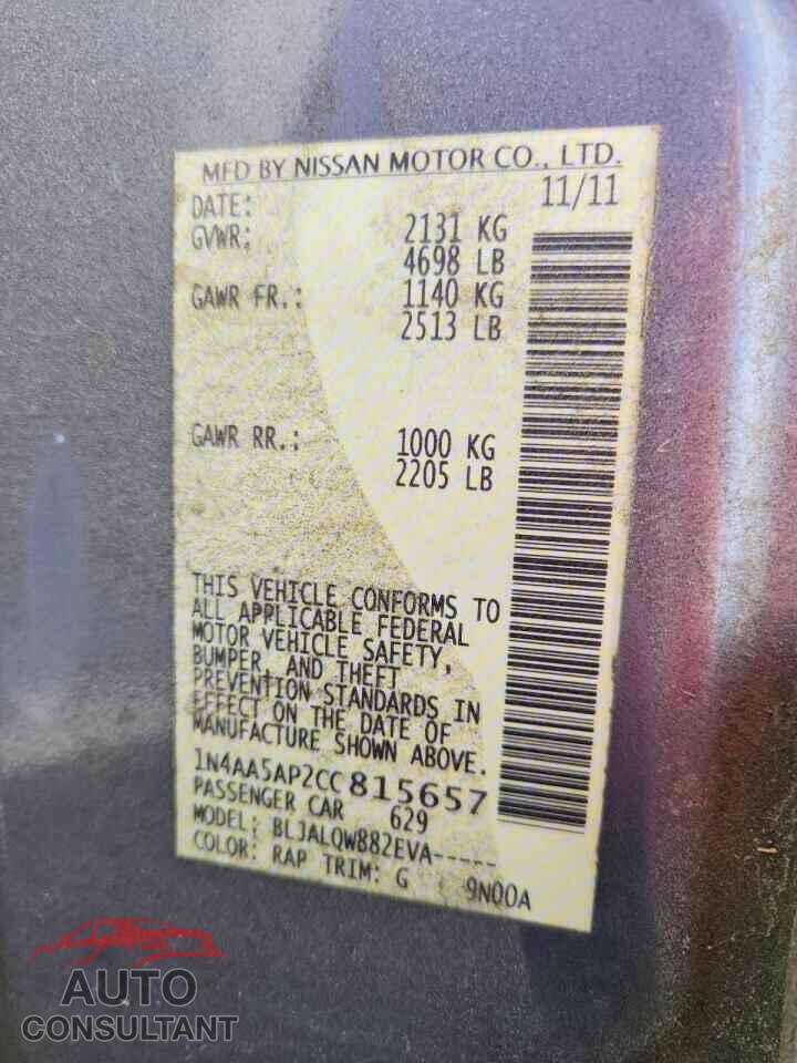 NISSAN MAXIMA 2012 - 1N4AA5AP2CC815657