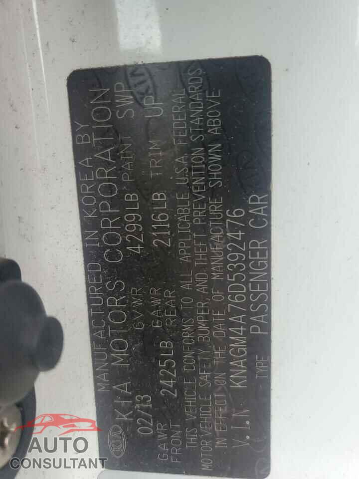 KIA OPTIMA 2013 - KNAGM4A76D5392476
