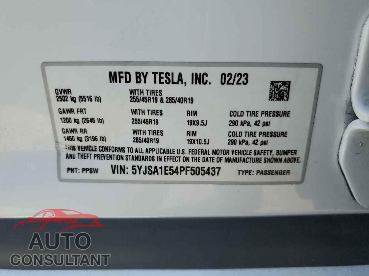 TESLA MODEL S 2023 - 5YJSA1E54PF505437