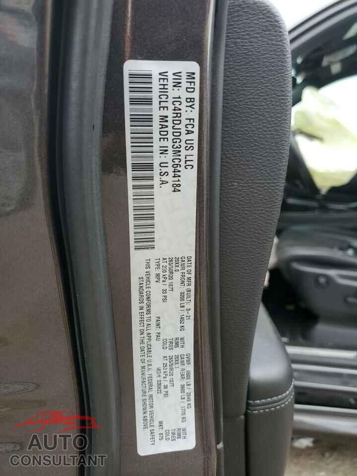 DODGE DURANGO 2021 - 1C4RDJDG3MC644184