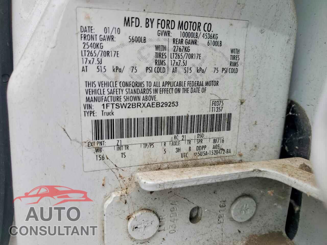 FORD F250 2010 - 1FTSW2BRXAEB29253
