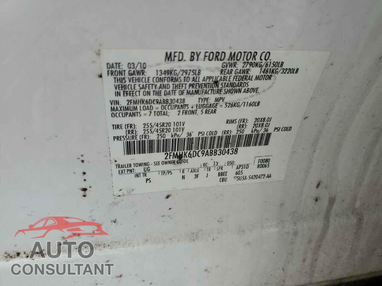 FORD FLEX 2010 - 2FMHK6DC9ABB30438
