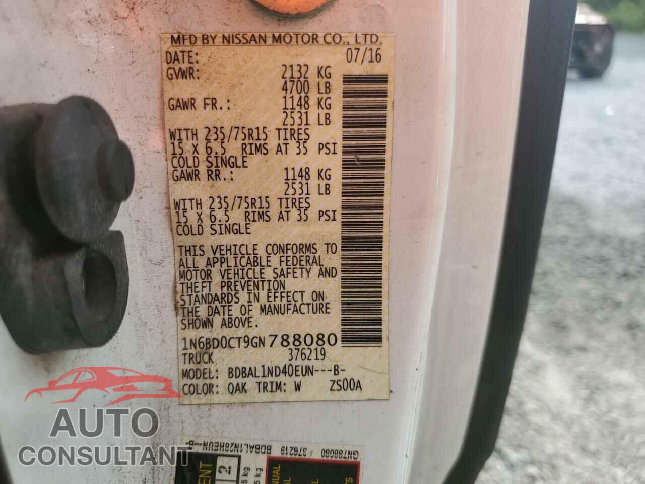 NISSAN FRONTIER 2016 - 1N6BD0CT9GN788080